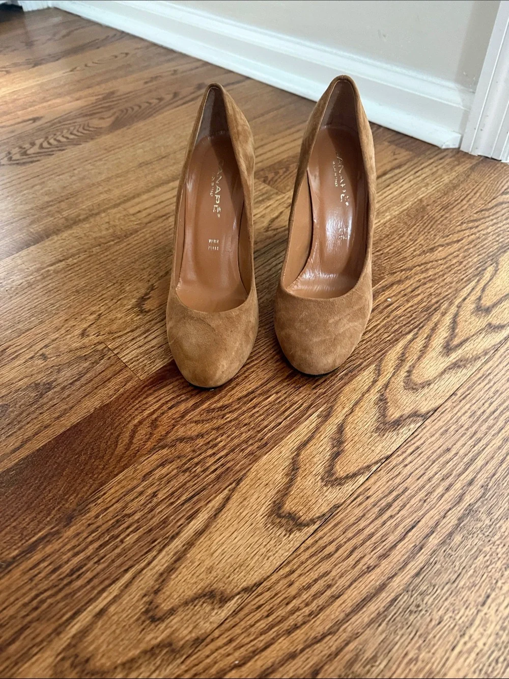 Vince Camuto Camel Suede Round-Toe High Heels